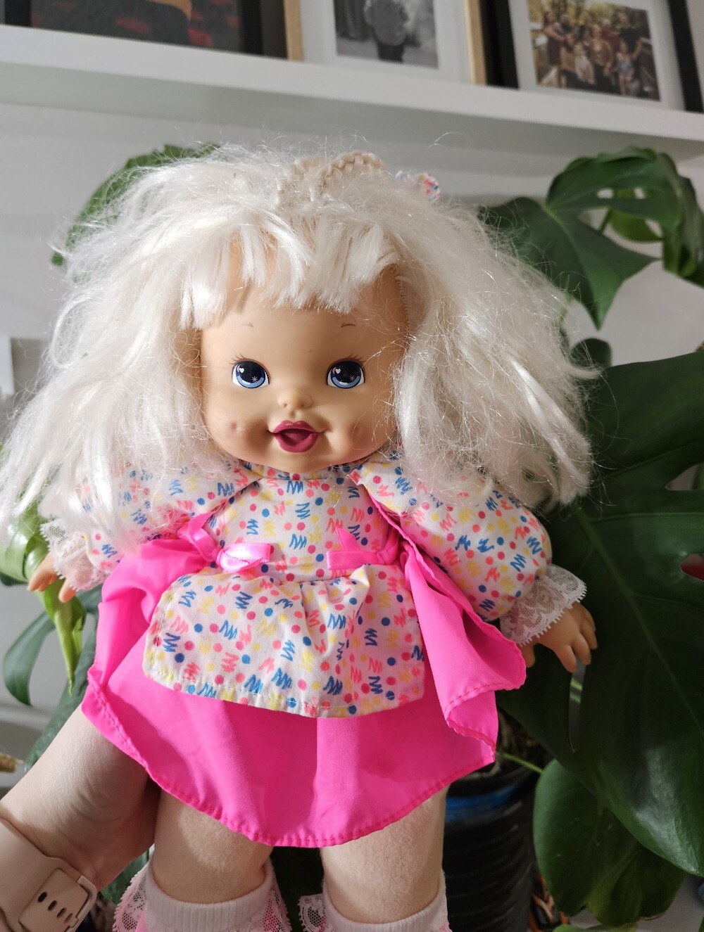 Vintage MGA Tomy Singing Bouncy Baby Talking Doll Neon Pink 1997